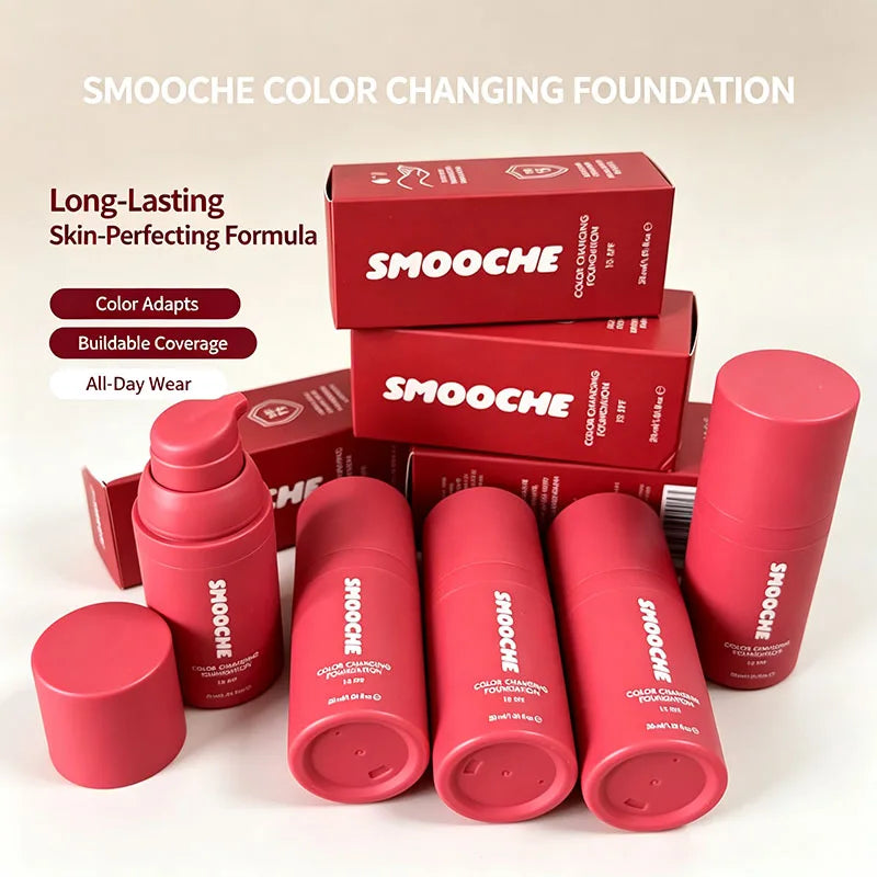 SMOOCHE Concealer Set Skin Tone Adaptive Color Changing Liquid Foundation Lightweight Moisturize Natural Skin Tone Face Makeup