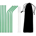 8-Pack Colorful Stainless Steel Reusable Drinking Straws Set