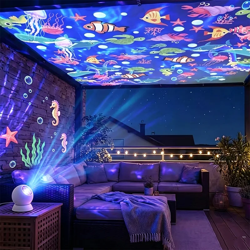 LED Starry Ocean Projector Light, Ocean Rotating Dynamic Projection Night Light
