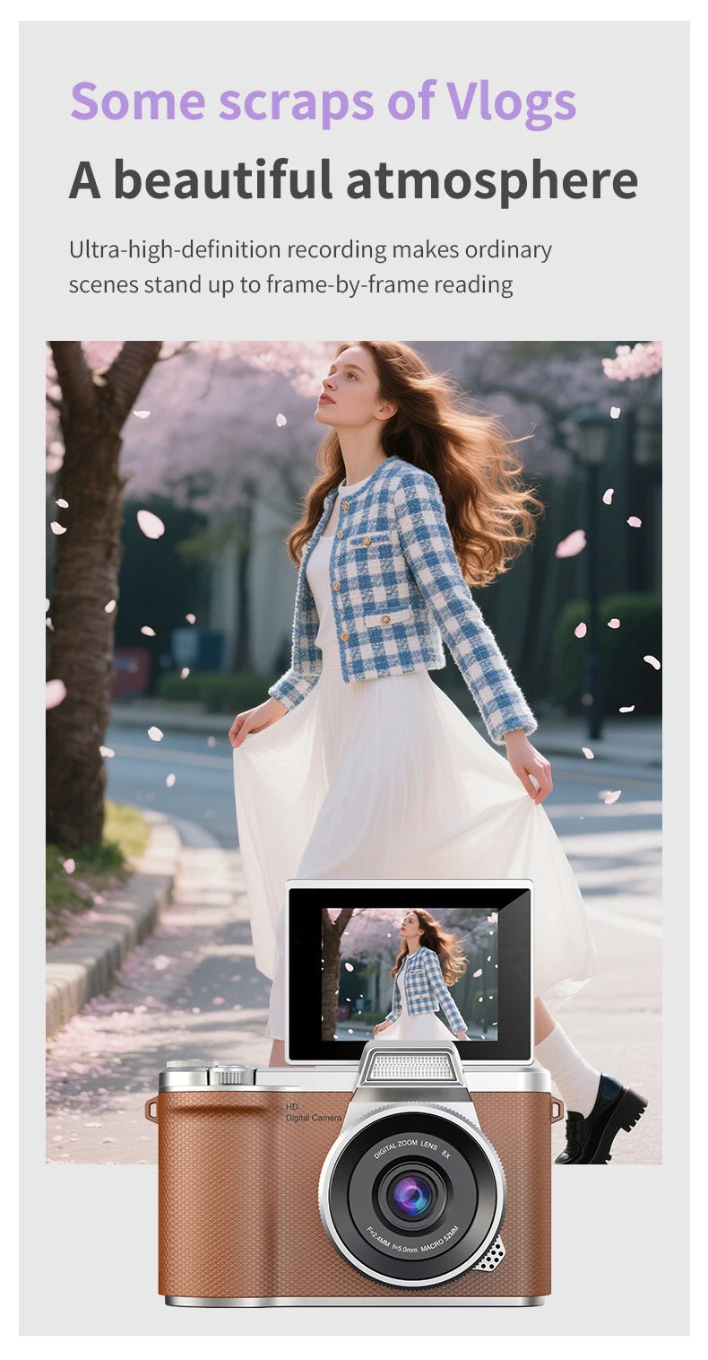LUXE LINE 4K Digital Camera 48MP – Retro CCD with 180° Flip Screen