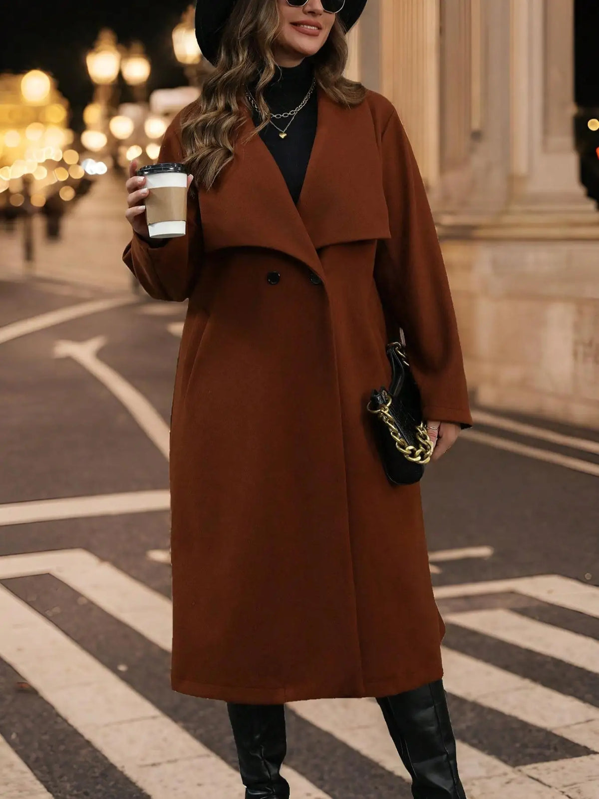 Caramel Wool Blend Oversized Coat (PLUS SIZE)