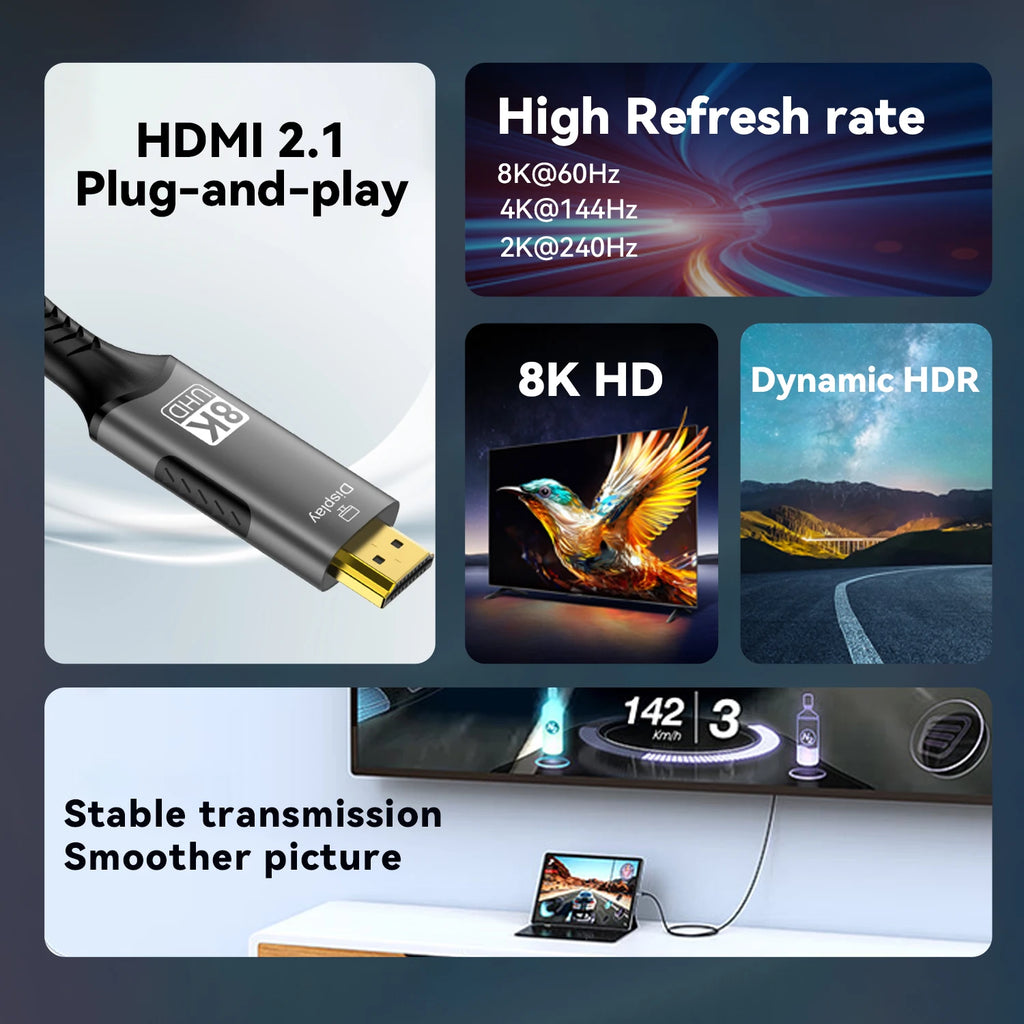 LUXE LINE USB-C to HDMI Cable – 8K@60Hz, 4K@120Hz for MacBook & iPad