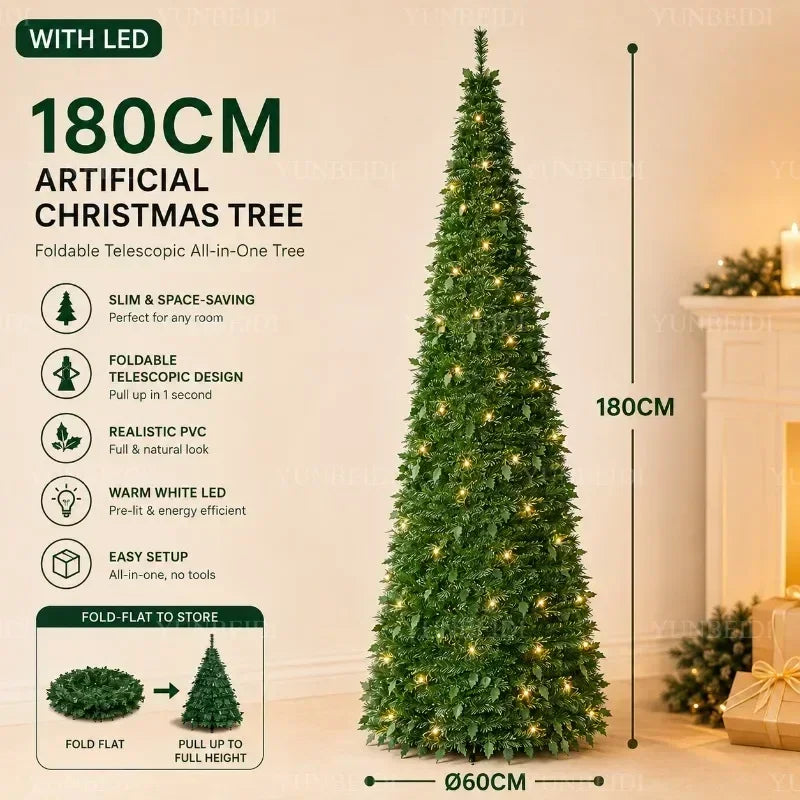 Pre-Lit Artificial Christmas Tree (1.5m–2.1m)