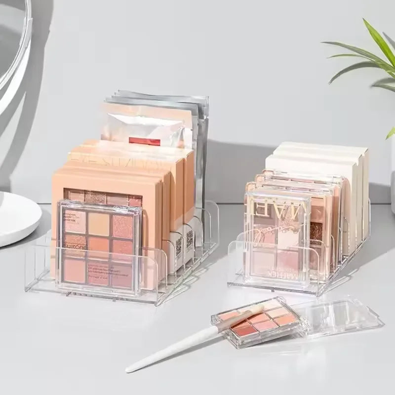 LUXE LINE Makeup Organizer Box – 7-Compartment Clear Storage Shelf for Cosmetics