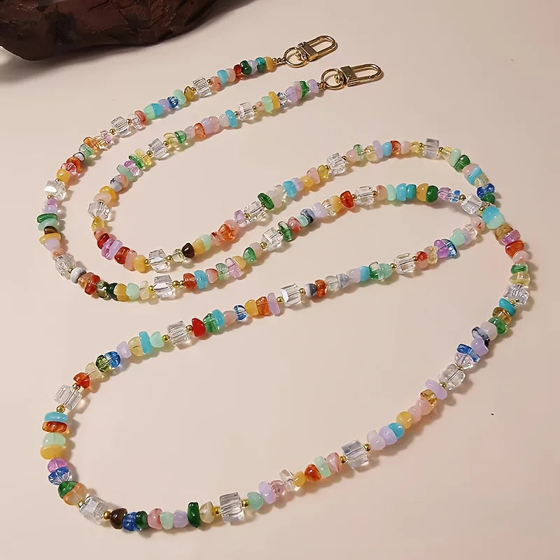 LUXE LINE Colorful Beaded Phone Charm Crossbody Strap