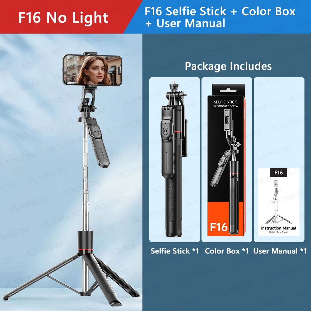 LUXE LINE F16 Selfie Stick Tripod with Bluetooth Remote & Fill Light