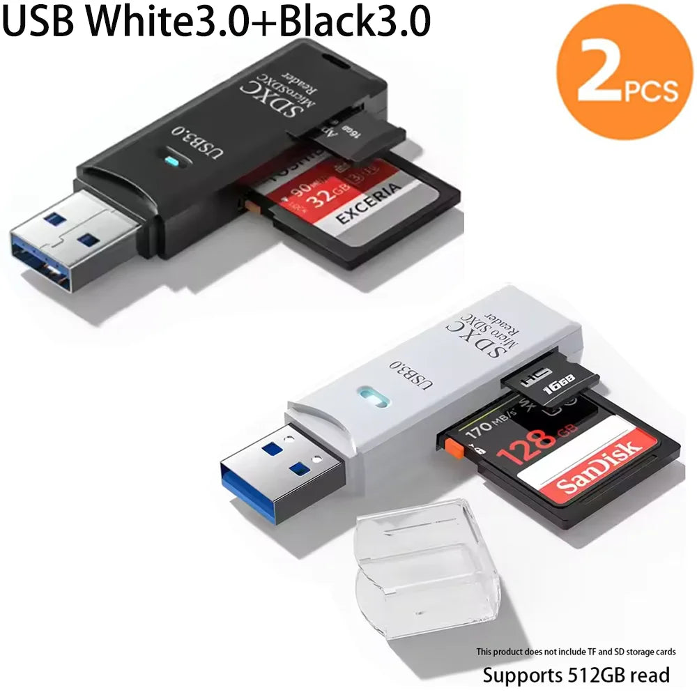 LUXE LINE 2-in-1 USB 3.0 Card Reader – MiniSD, TF & Flash Drive Adapter