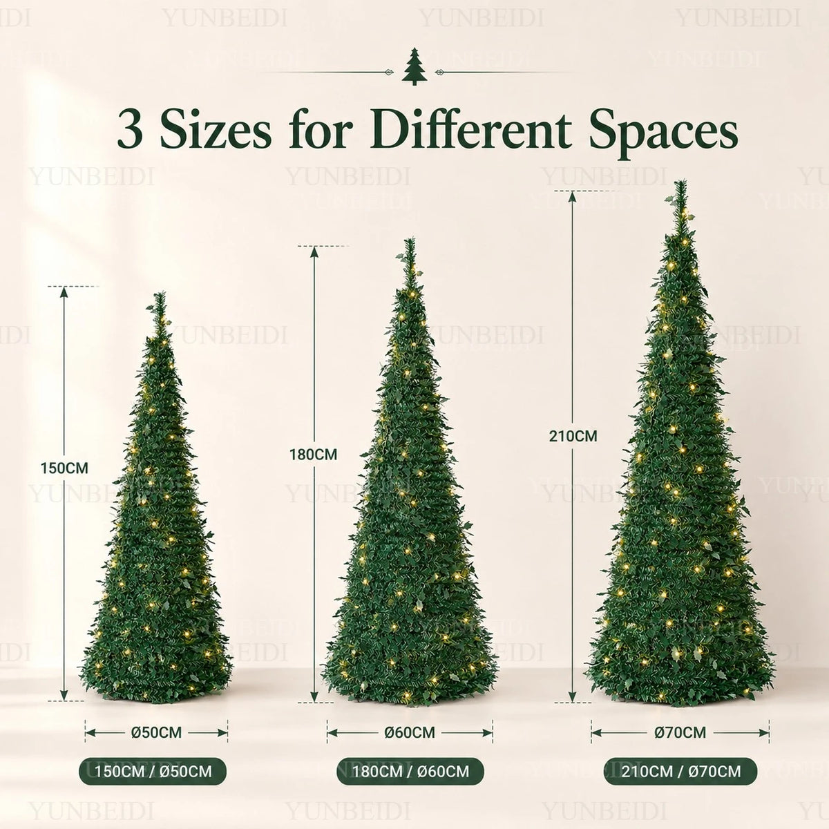 Pre-Lit Artificial Christmas Tree (1.5m–2.1m)