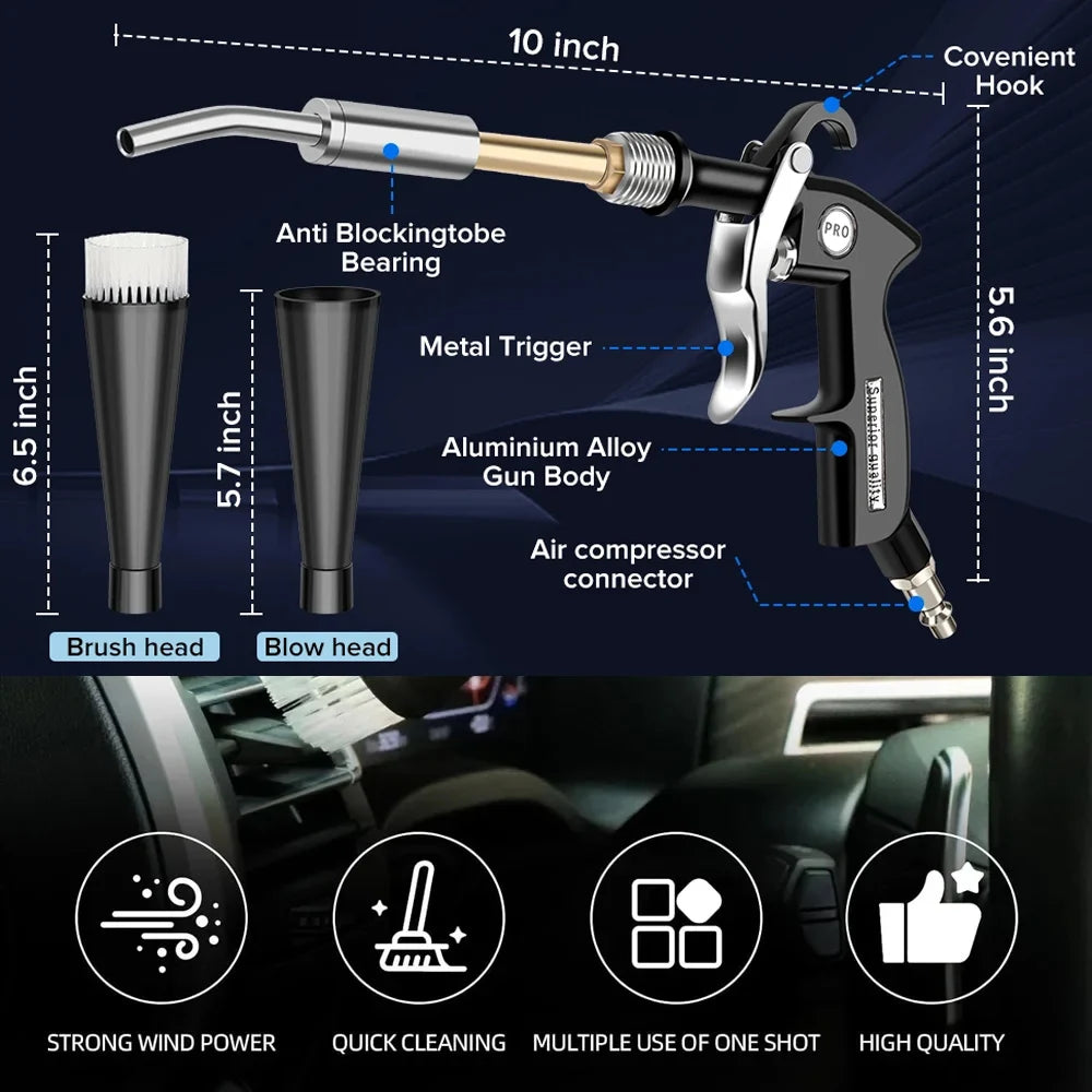 Car Cleaning Gun High Pressure Air Blow Gun Car Detailing Dry Washing Professional Car Interior Cleaning Tools