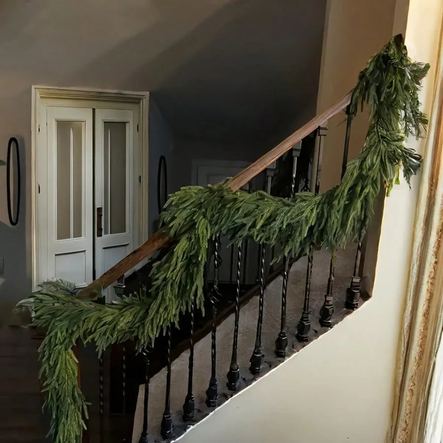 Artificial Norfolk Pine Christmas Wreath & Garland