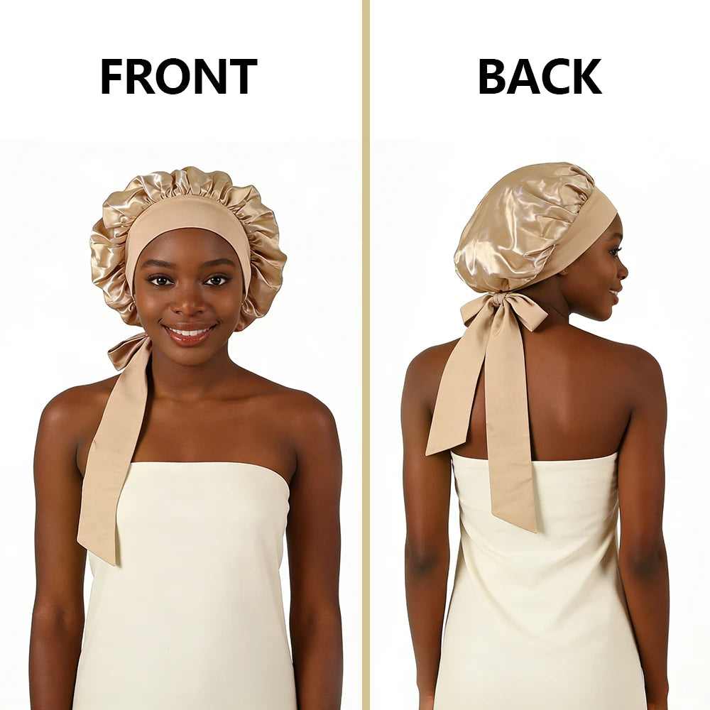 LUXE LINE Satin Silk Sleep Bonnet for Women