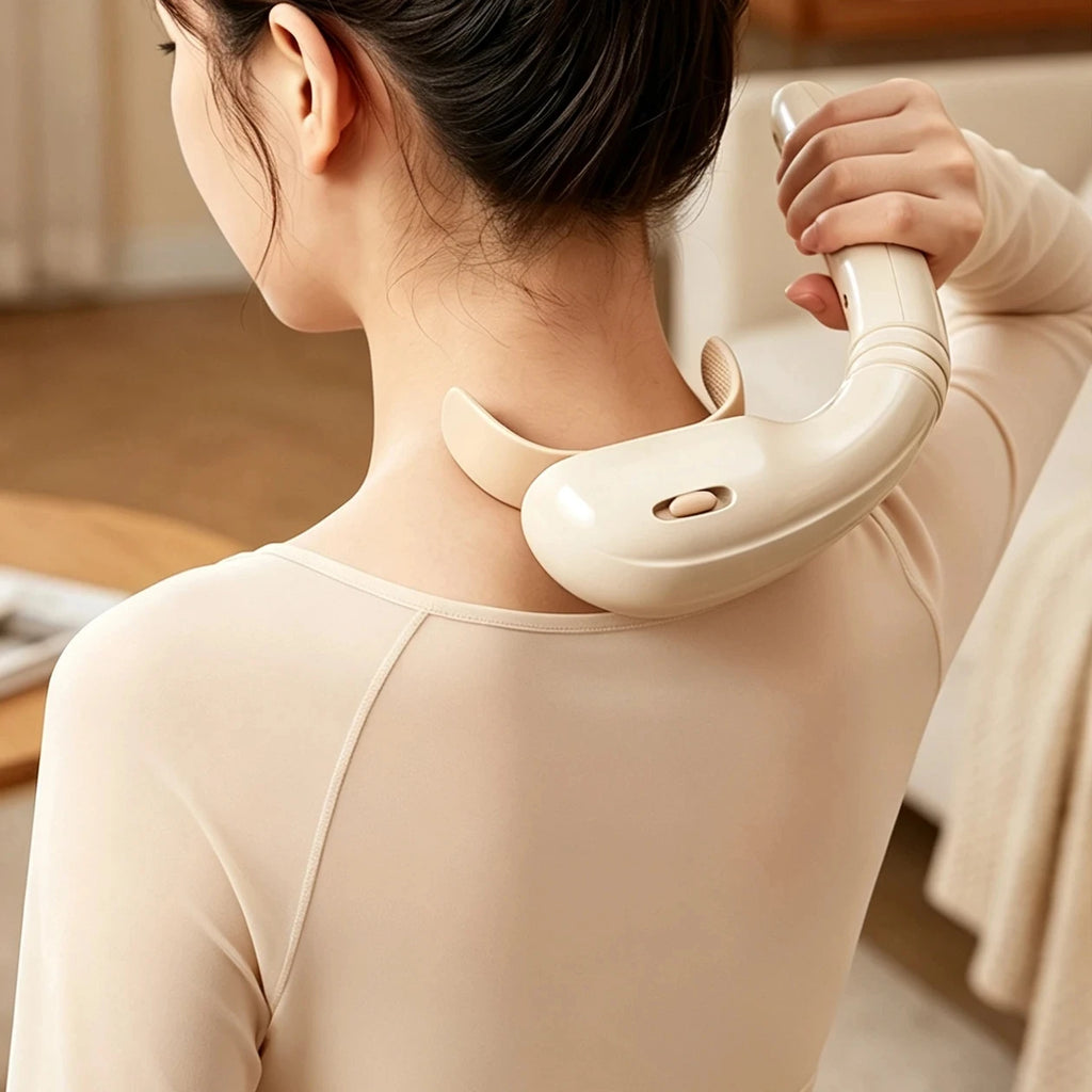 LUXE LINE Long Handle Handheld Massager – Kneading Relief for Shoulder & Neck