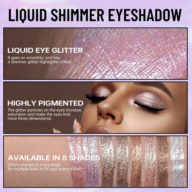 8-Color Pearlescent Shimmer Liquid Eyeshadow Set