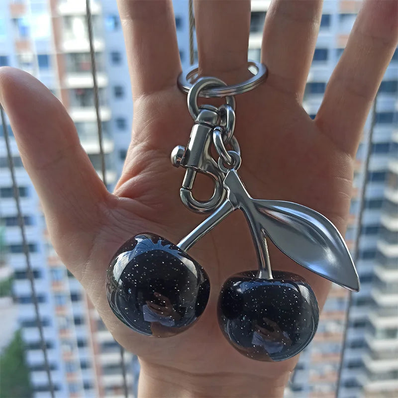 LUXE LINE Crystal Cherry Charm Handbag Keychain