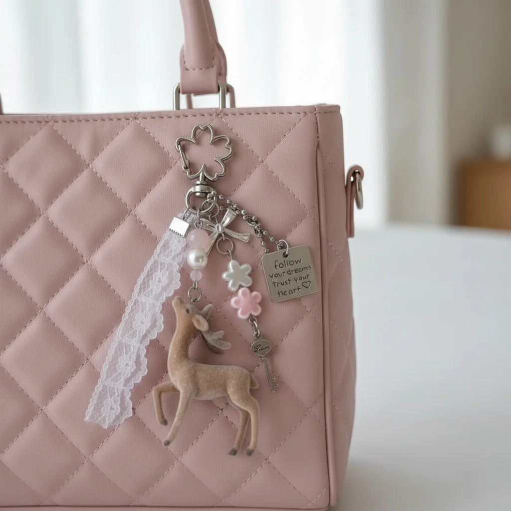 LUXE LINE Cute Deer Phone Charm Keychain