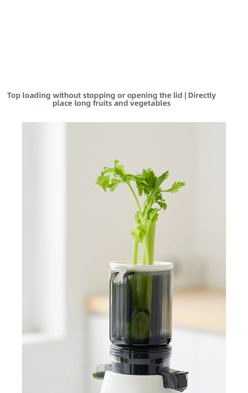Large-Caliber Juicer Household Automatic Juicer Low-Speed Slag Juice Separation Food Grade 304 Stainless Steel Easy to Clean