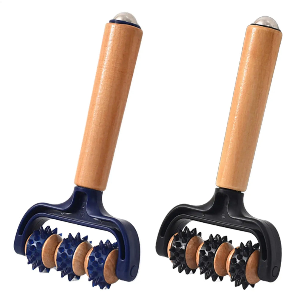 LUXE LINE Handheld Massage Roller – Triple-Roller for Neck, Back, Legs & Feet