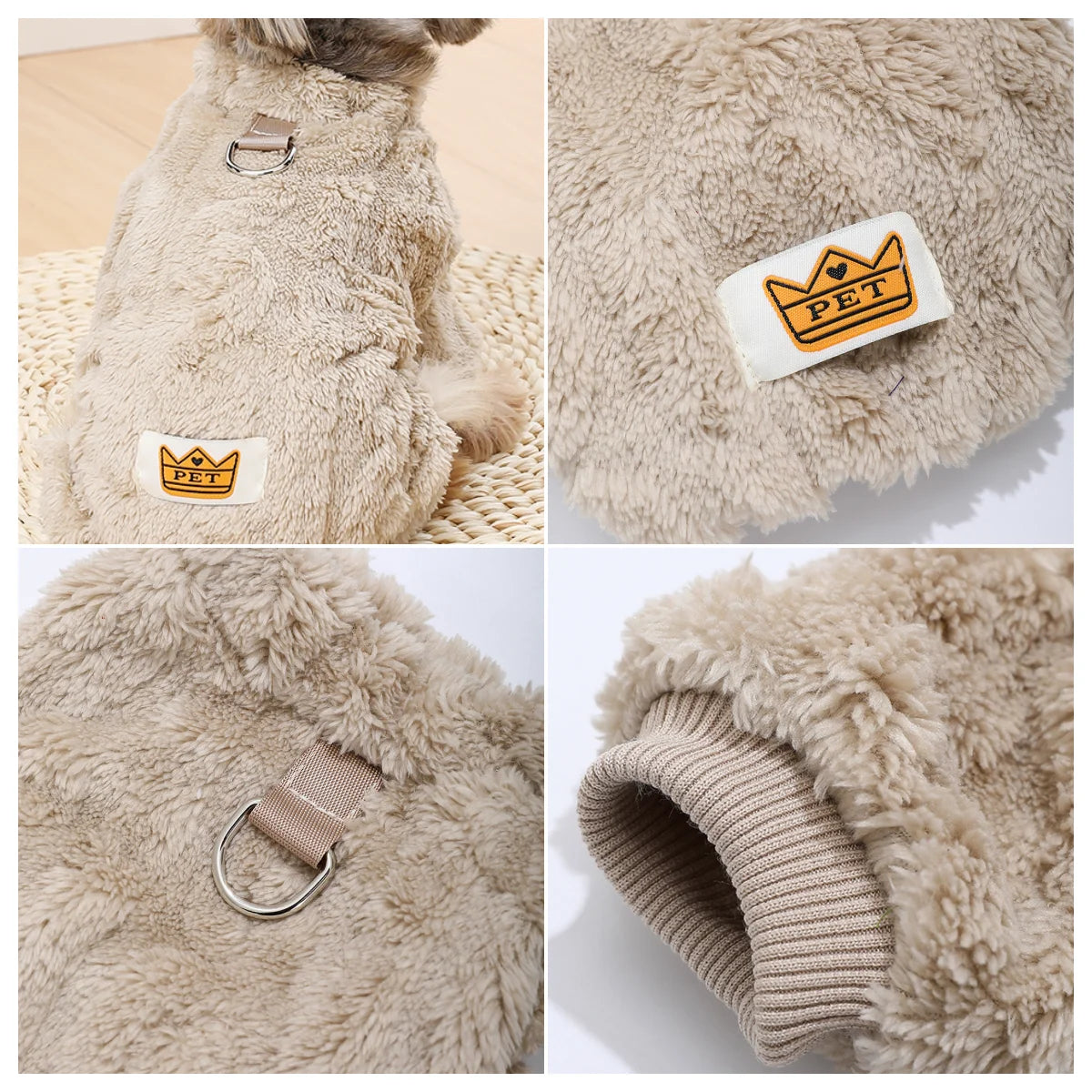 LUXE LINE Warm Fleece Dog Jumpsuit with D-Ring