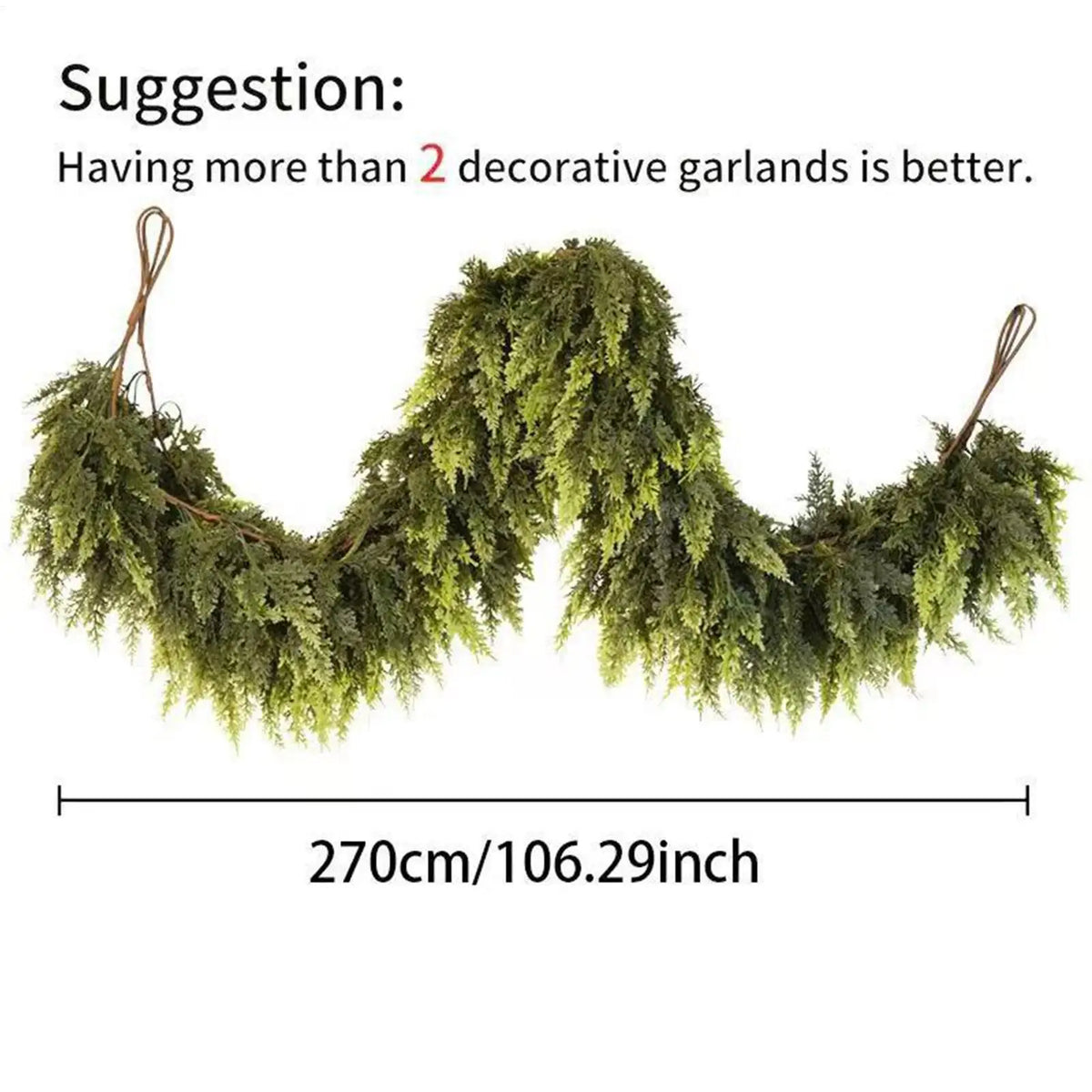 Faux Cedar Pine Garland Wreath Decoration