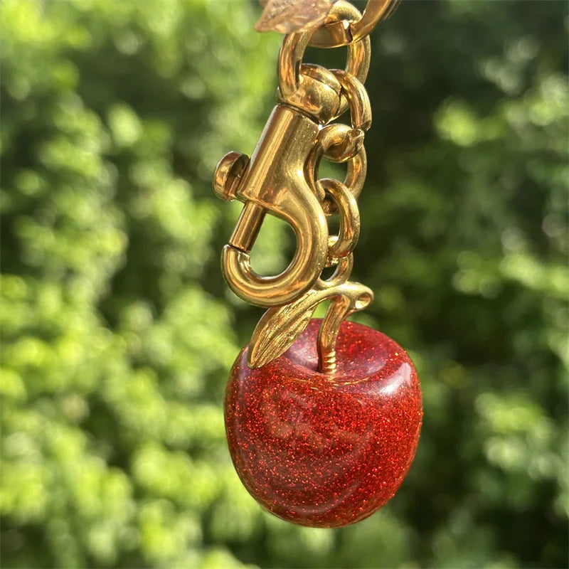 LUXE LINE Crystal Cherry Charm Handbag Keychain