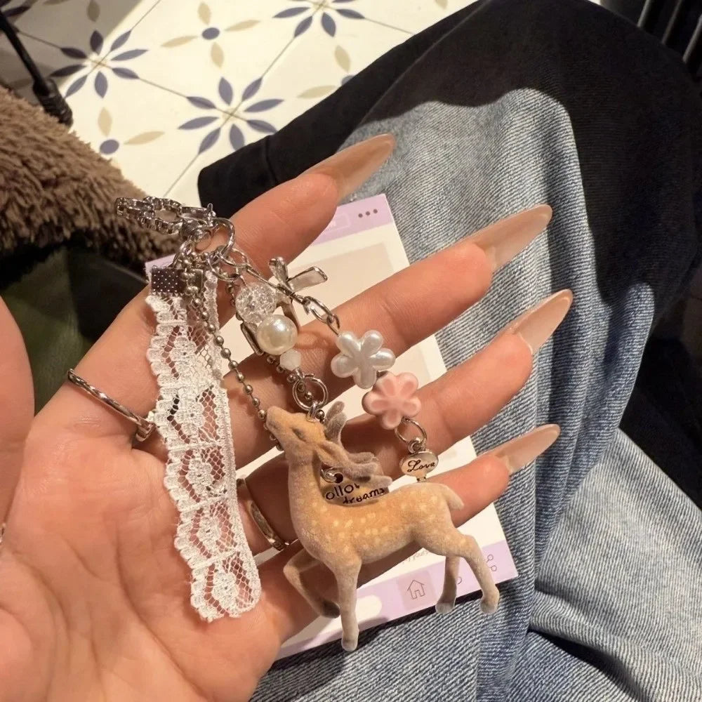 LUXE LINE Cute Deer Phone Charm Keychain