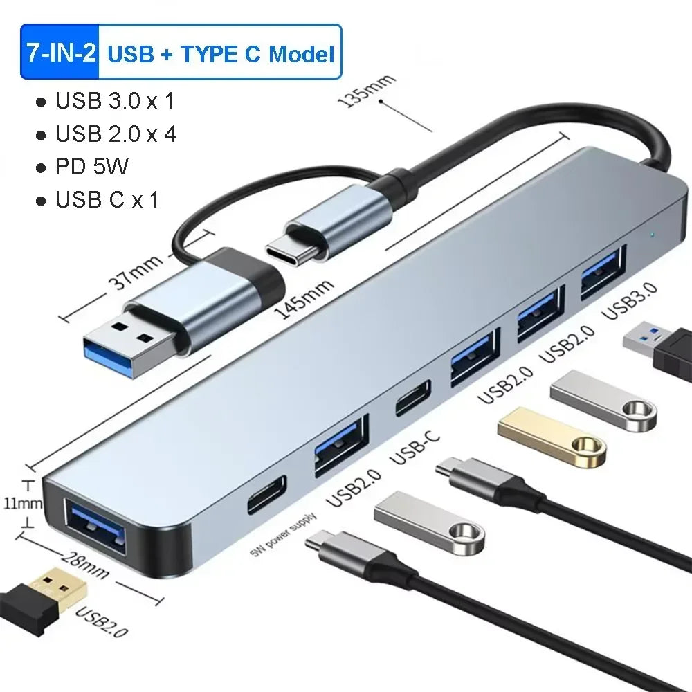 LUXE LINE 8-in-1 USB-C Hub – 4K HDMI, RJ45, SD/TF, PD Charge