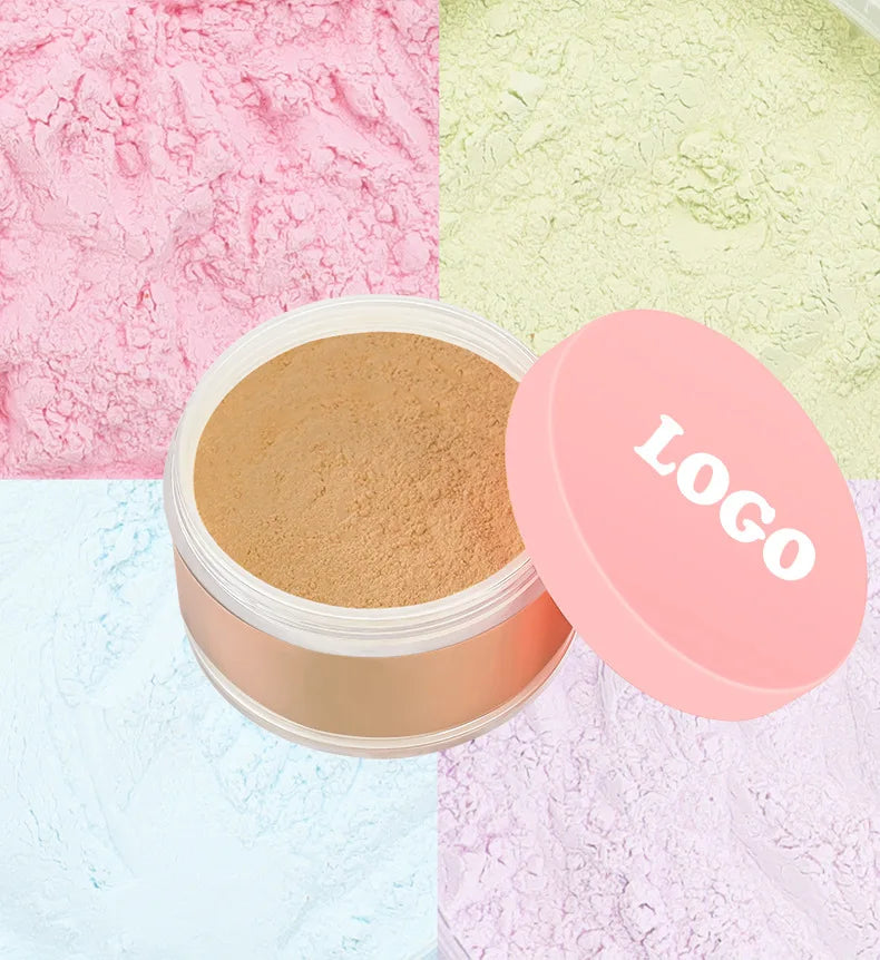 Pink Oil-control Loose Powder Private Label Waterproof Long-lasting Full Coverage Face Compact Setting Powder Makeup Cosmetics
