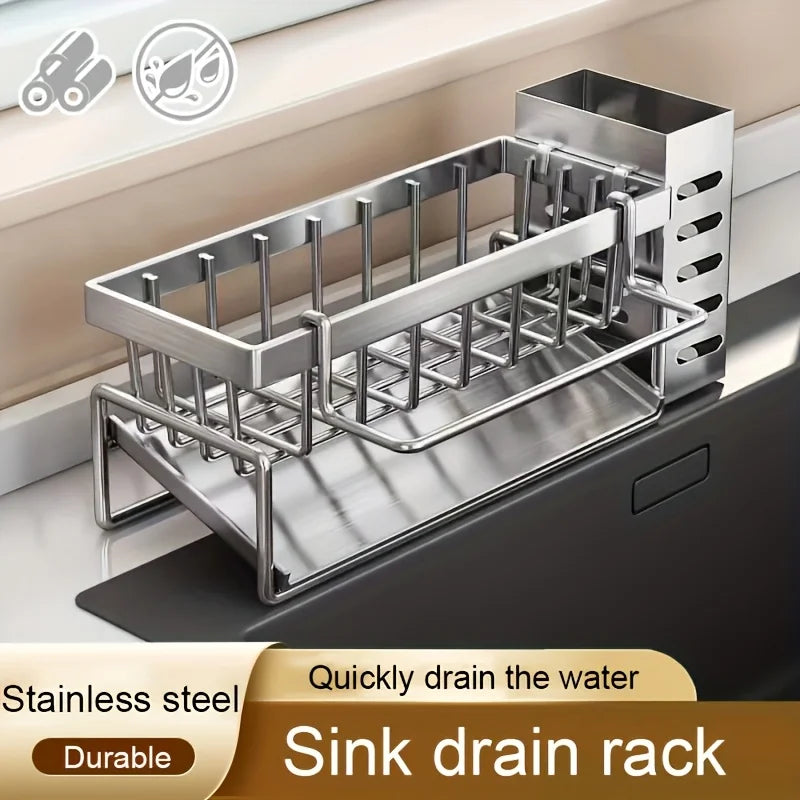 LUXE LINE Stainless Steel Sink Storage Rack – Sponge & Cleaning Tool Organizer