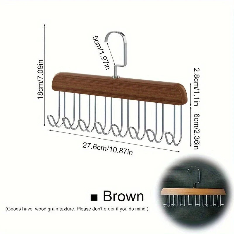 LUXE LINE Wooden Sling Hanger Organizer – Multi-Hook Closet Rack for Bras & Underwear