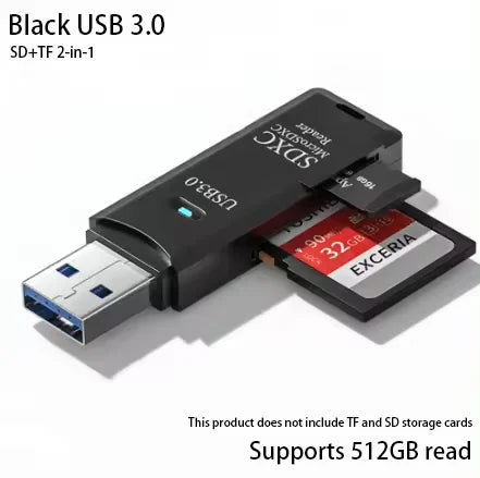 LUXE LINE 2-in-1 USB 3.0 Card Reader – MiniSD, TF & Flash Drive Adapter