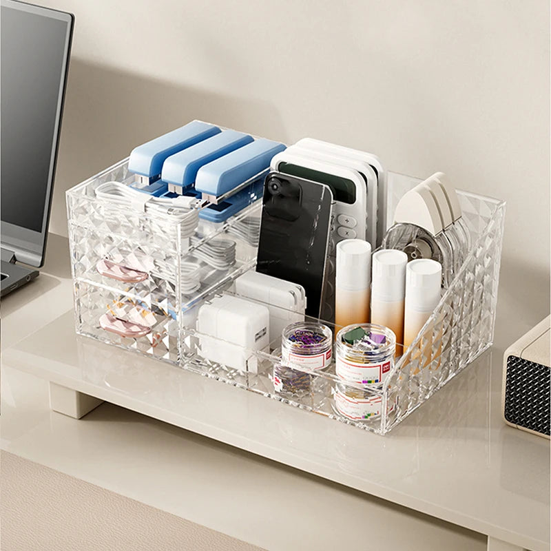 LUXE LINE Makeup Organizer [Large Capacity] – Transparent Drawer & Lipstick Cosmetic Storage