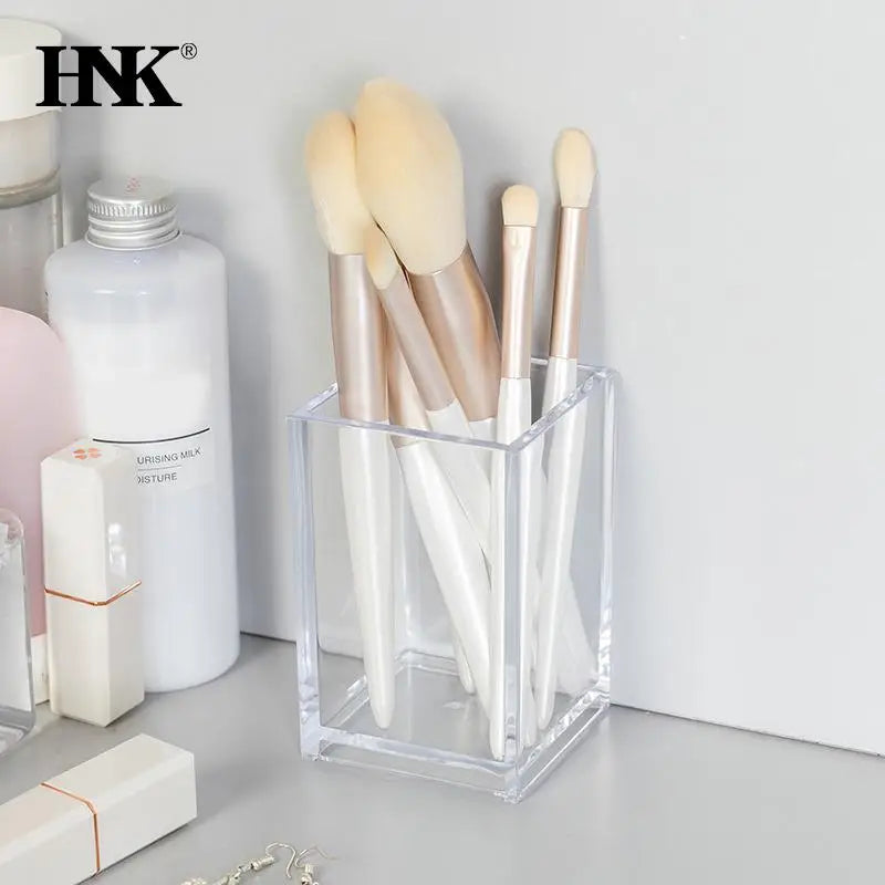 LUXE LINE Makeup Brush Pot with Brushes Storage – Acrylic Cosmetic Holder & Desk Organizer