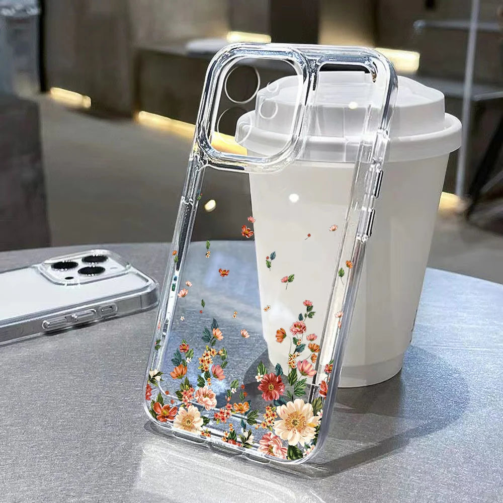 LUXE LINE Floral Clear Shockproof Silicone iPhone Case