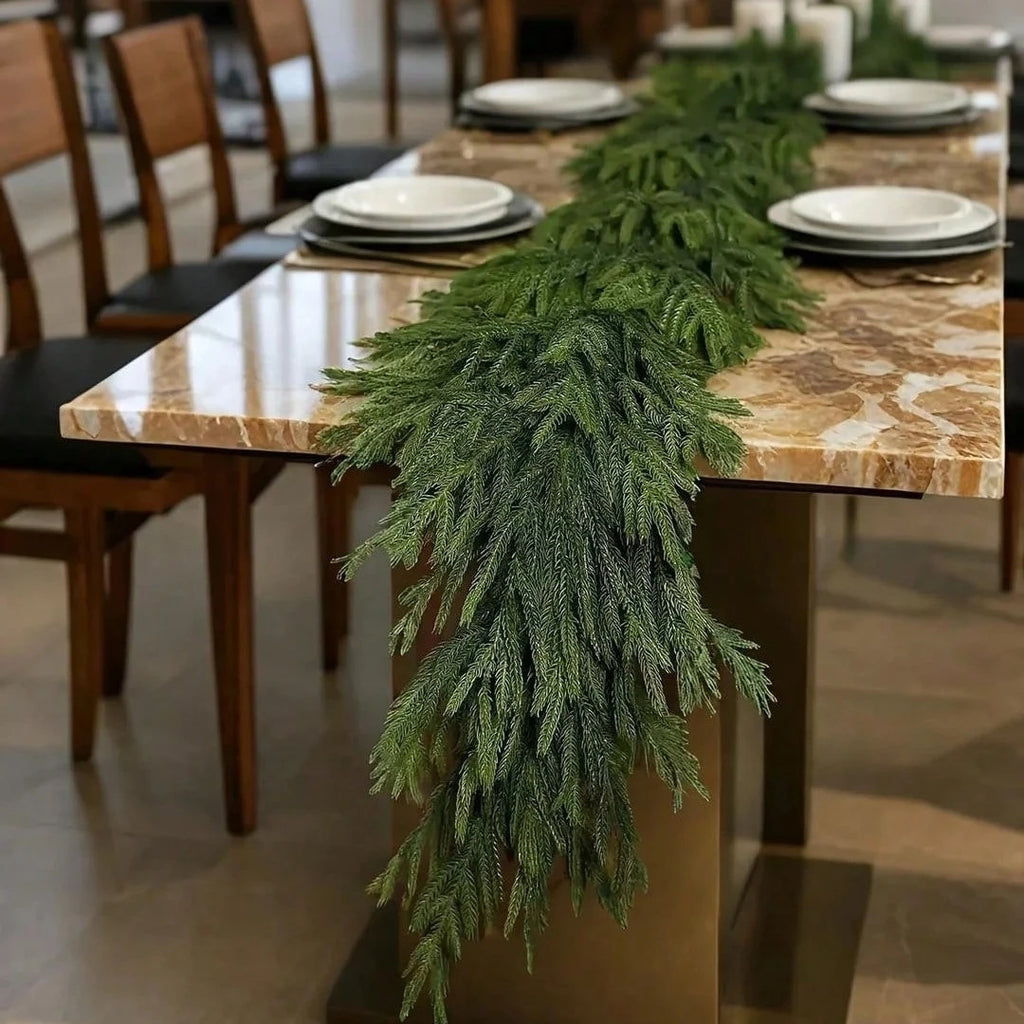 Artificial Norfolk Pine Christmas Wreath & Garland