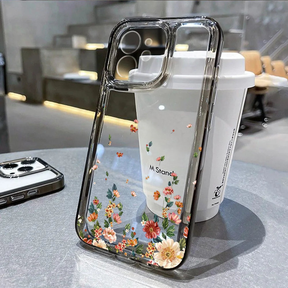 LUXE LINE Floral Clear Shockproof Silicone iPhone Case