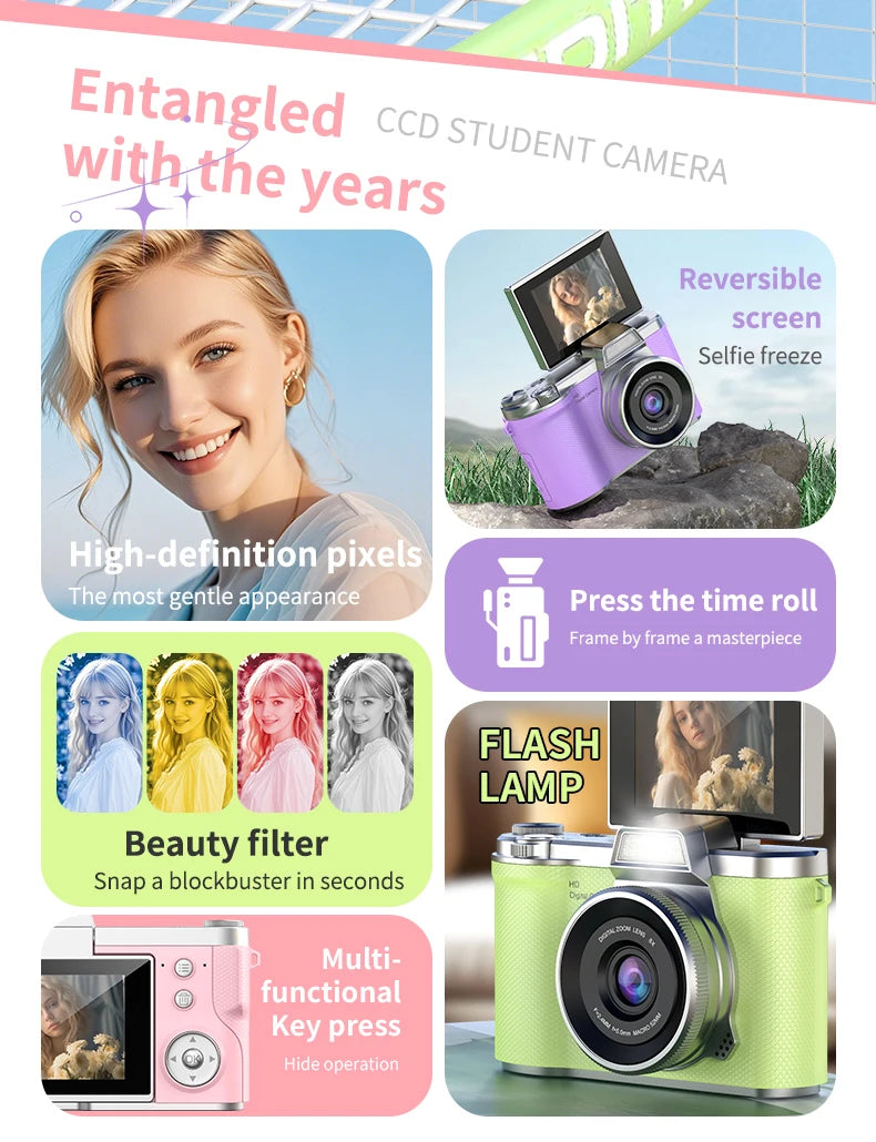 LUXE LINE 4K Digital Camera 48MP – Retro CCD with 180° Flip Screen