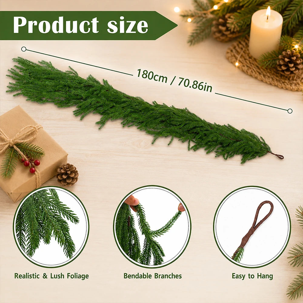 Norfolk Pine Artificial Hanging Wreath 5.6ft