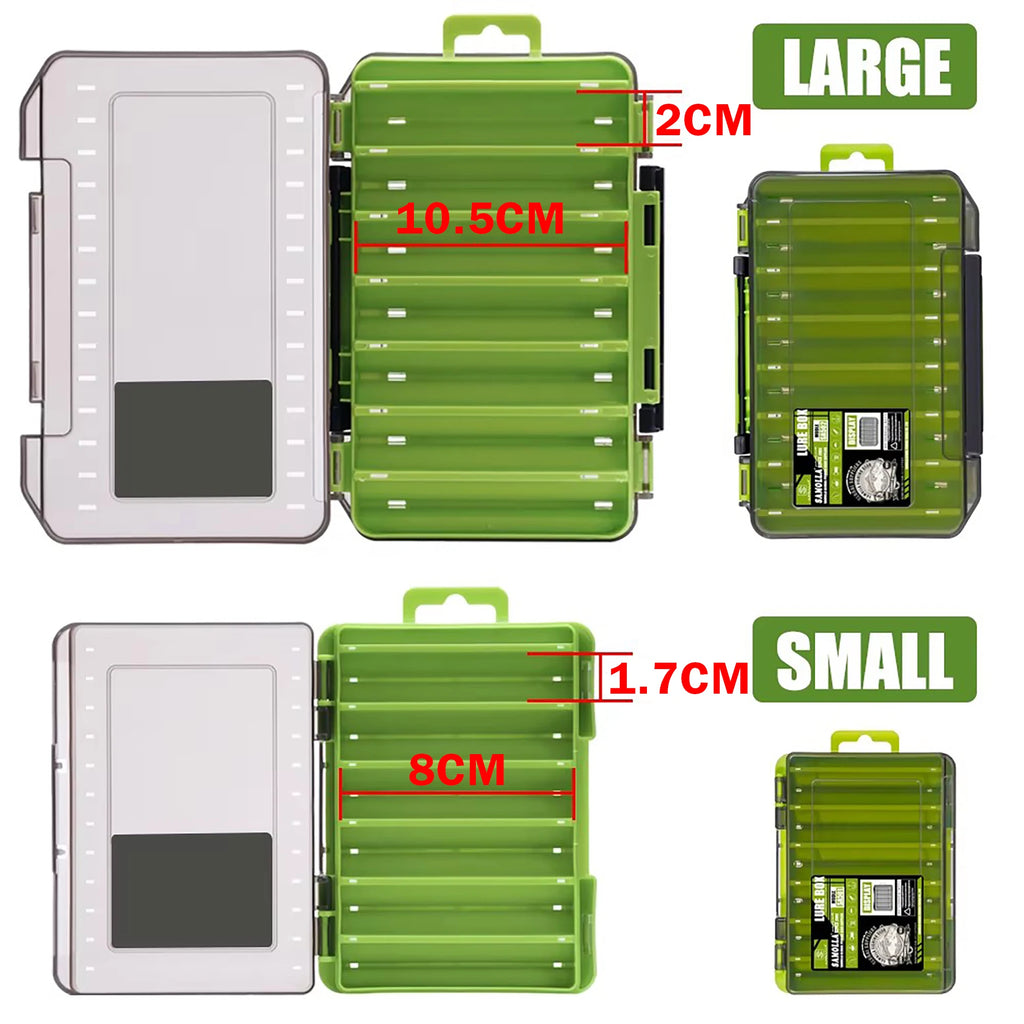 LUXE LINE Fishing Tackle Box – 14-Compartment Double-Sided Lure & Hook Organizer