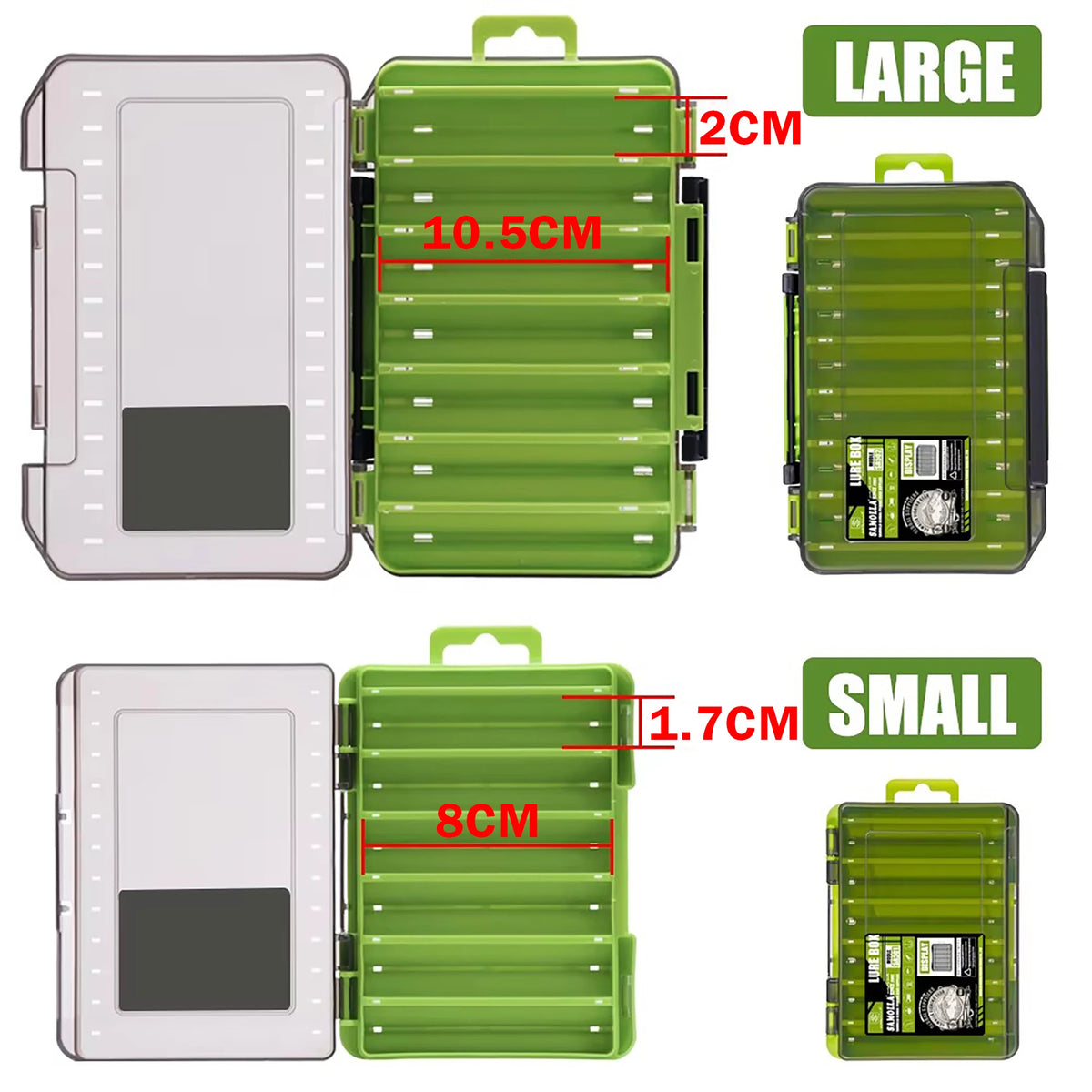 LUXE LINE Fishing Tackle Box – 14-Compartment Double-Sided Lure & Hook Organizer