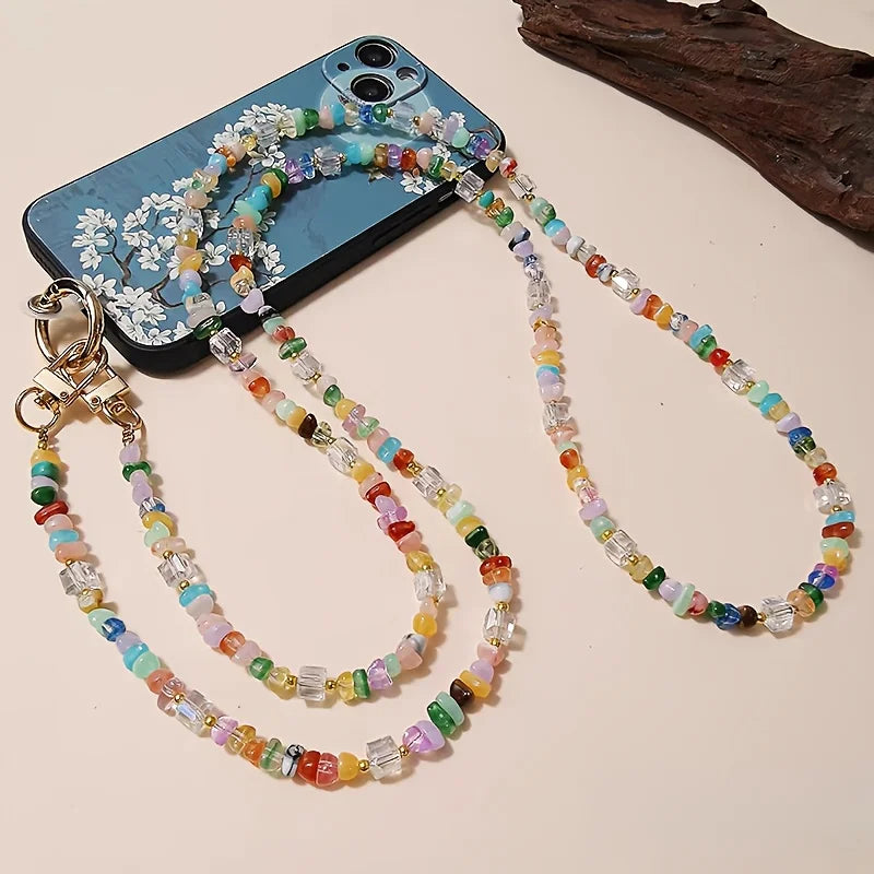 LUXE LINE Colorful Beaded Phone Charm Crossbody Strap