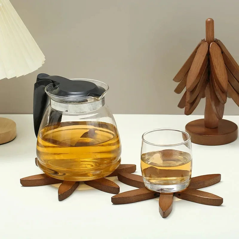 Christmas Tree Wooden Trivet with Stand