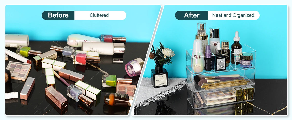 LUXE LINE Makeup Organizer for Drawer & Vanity – Countertop & Cabinet Storage Box
