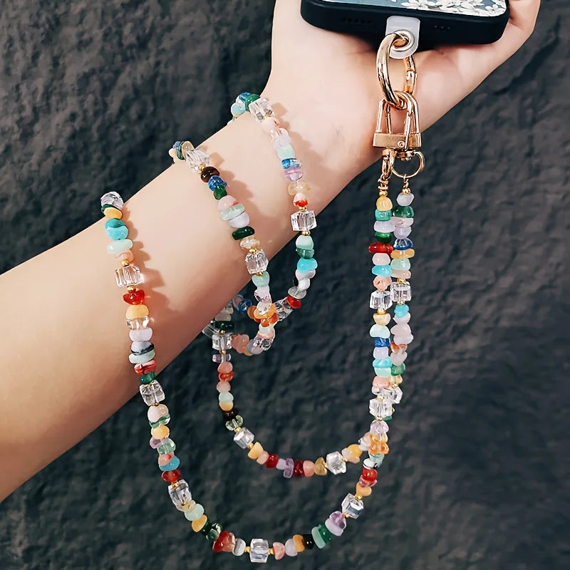 LUXE LINE Colorful Beaded Phone Charm Crossbody Strap