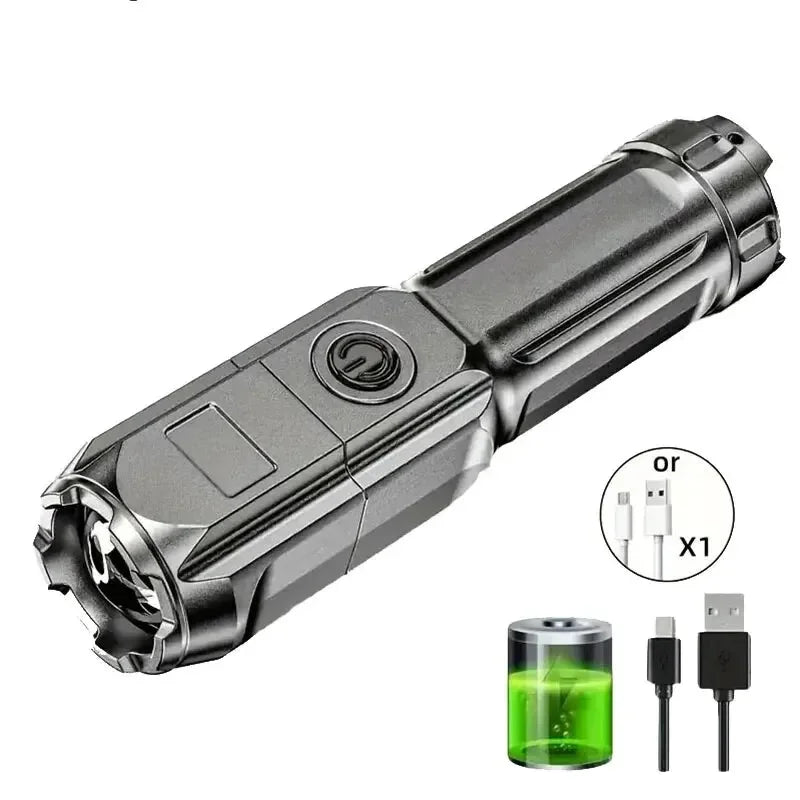 Powerful LED Flashlight Rechargeable USB Waterproof Zoom Fishing Hunting Camping 100,00 Lumen Tactical Flashlight LED Torch