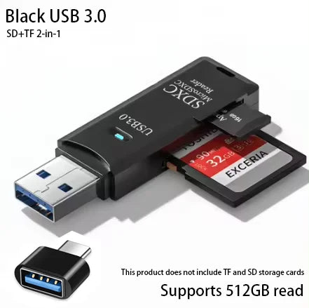 LUXE LINE 2-in-1 USB 3.0 Card Reader – MiniSD, TF & Flash Drive Adapter