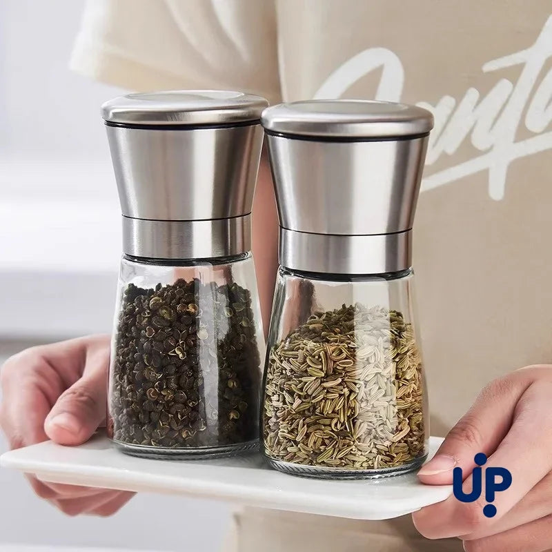 Stainless Steel Glass Pepper & Spice Grinder Mill