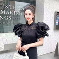 White Lace Ruffle Sleeve Blouse Top