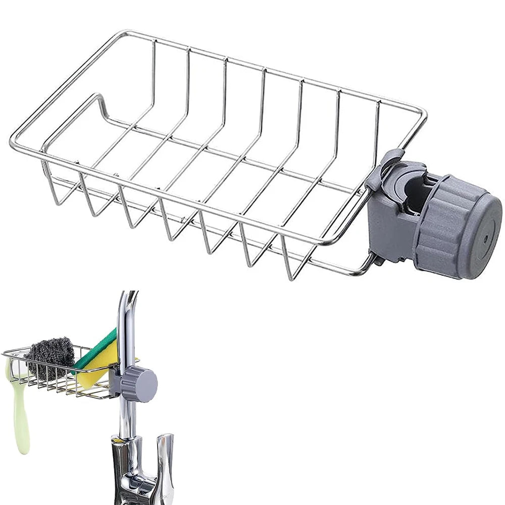 LUXE LINE Kitchen Sink Drain Rack – Faucet-Mounted Sponge & Soap Organizer