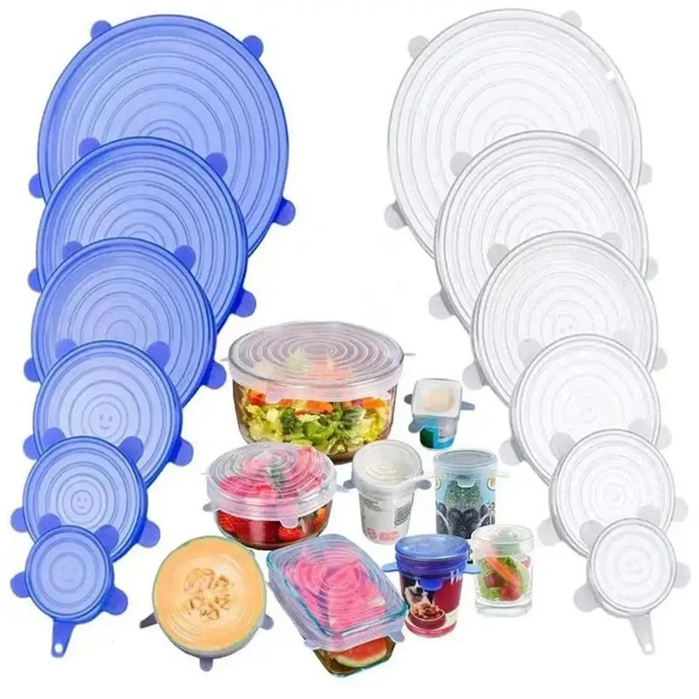 LUXE LINE Silicone Stretch Lids Set of 6 – Airtight Reusable Food Covers