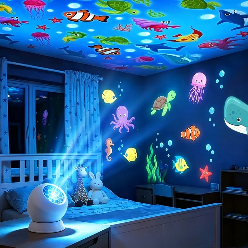 LED Starry Ocean Projector Light, Ocean Rotating Dynamic Projection Night Light
